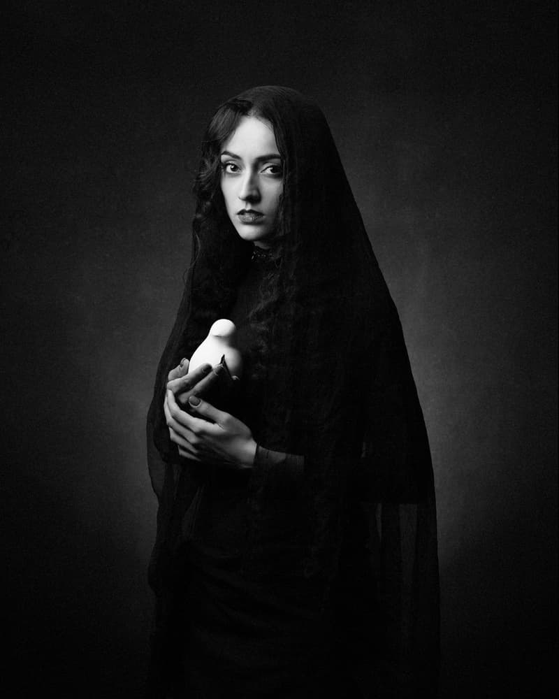 Mysterious Woman and Dove by Mehdi Mokhtari — canvas wall art