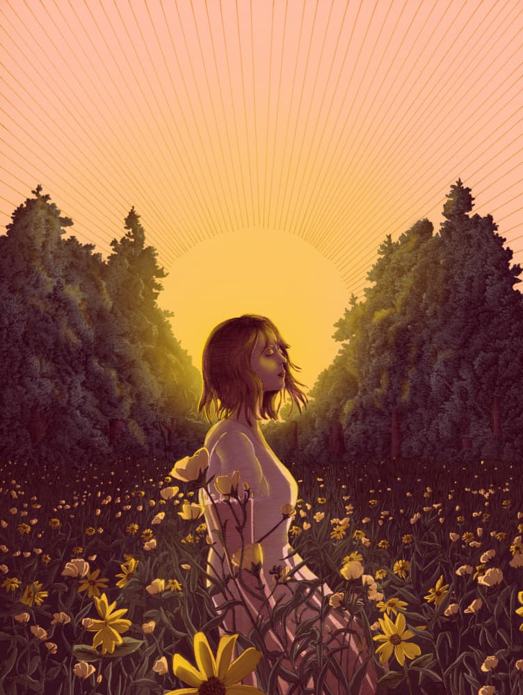 Woman in Golden Field by EC Mazur — canvas wall art