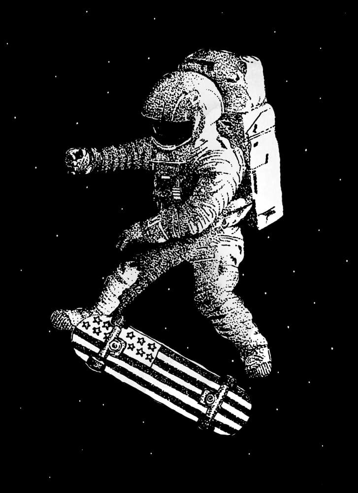Astronaut Space Skater by Robert Farkas — canvas wall art
