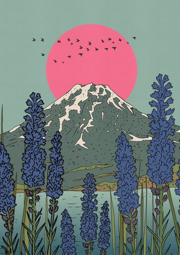 Mount Fuji Lavender Dawn by Nicholas — canvas wall art