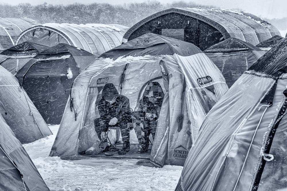 Snowy Winter Camp by Susanne Landolt — canvas wall art