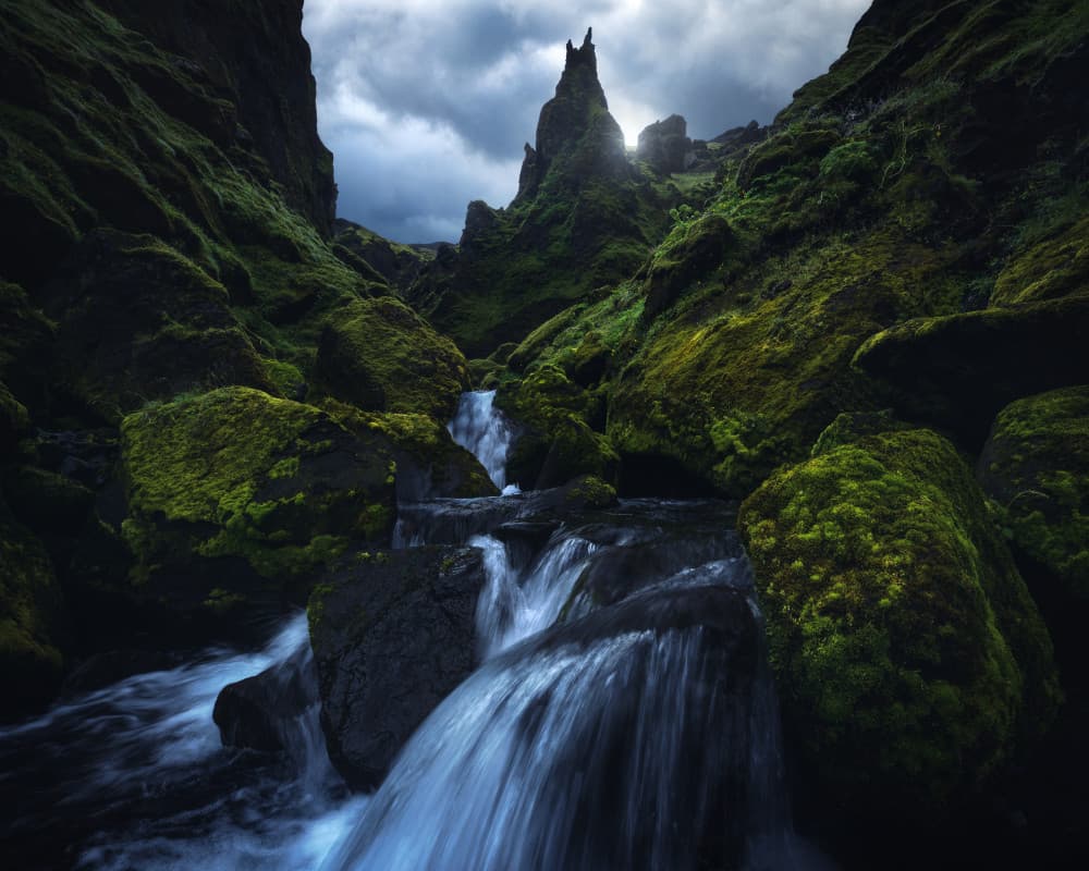 Dramatic Canyon Waterfall by Daniel Gastager — canvas wall art