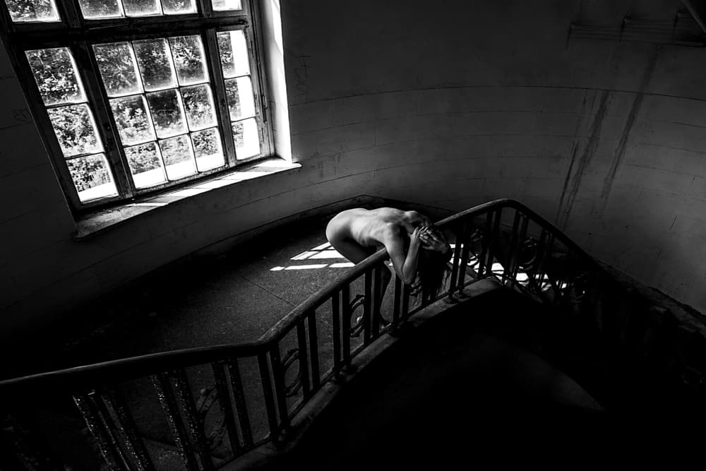 Pensive Nude Window Light by Bogdan Bouşcă — canvas wall art