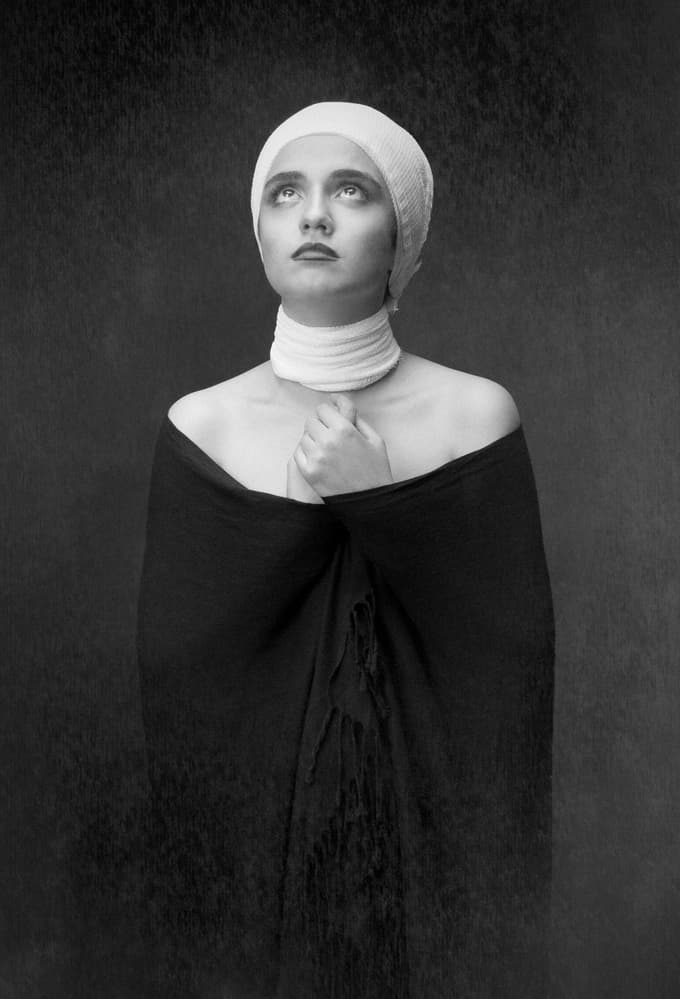 Praying Woman Portrait by Mehdi Mokhtari — canvas wall art