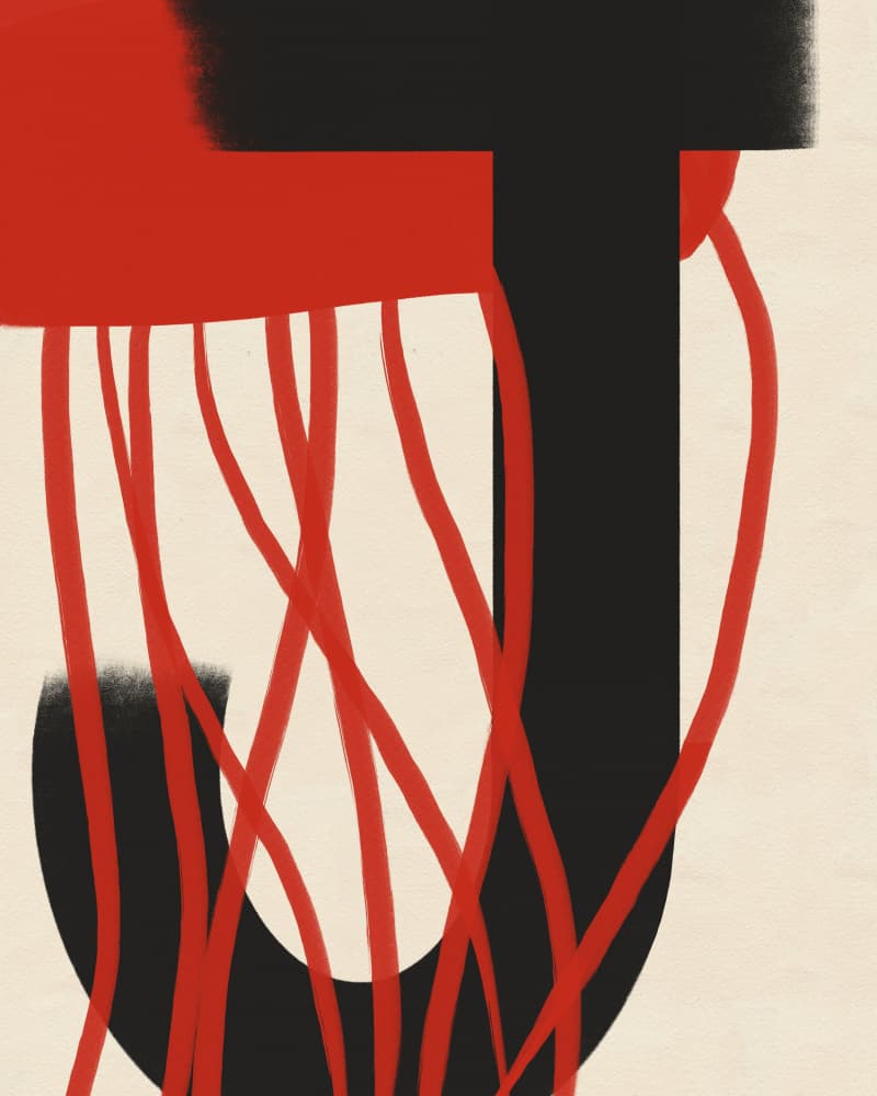 Dynamic Red Letter J by Deepthi s — canvas wall art