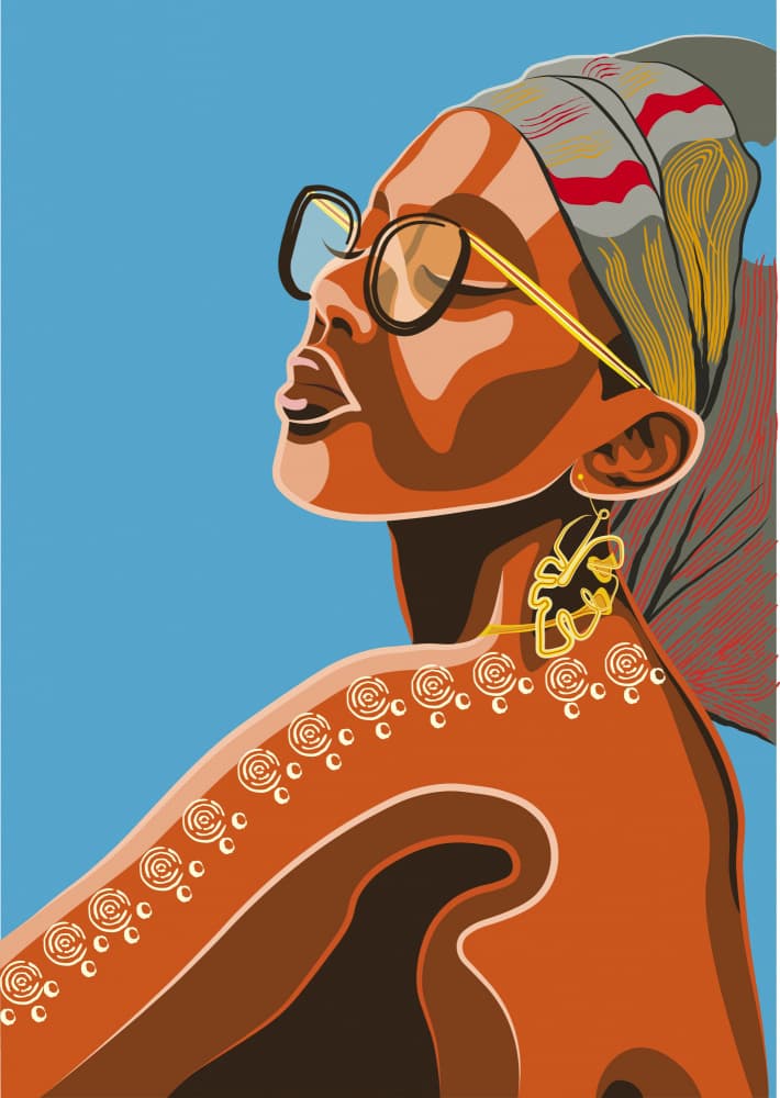 Elegant Headwrap Portrait by Tessie Gachoka — canvas wall art