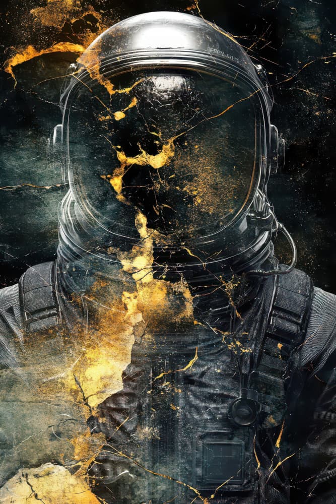 Golden Cracked Astronaut by Rafal Kulik — canvas wall art