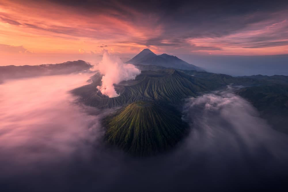 Dramatic Volcano Sunrise by NingYun Ye — canvas wall art