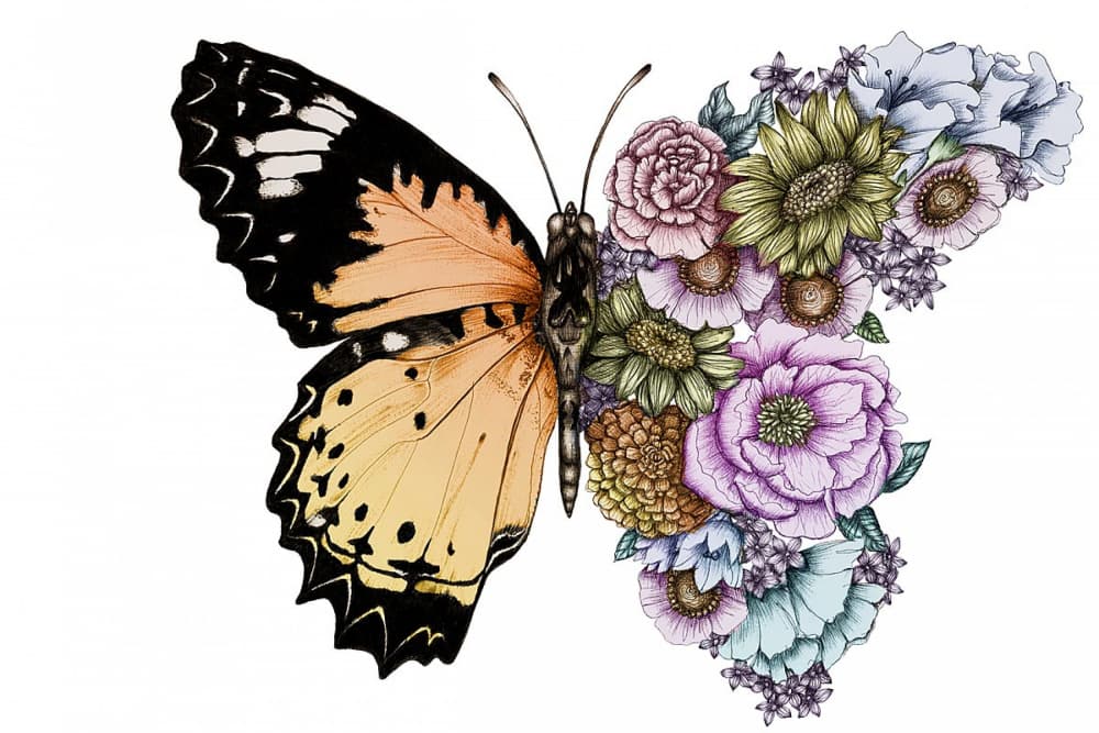Floral Butterfly Wings by EC Mazur — canvas wall art