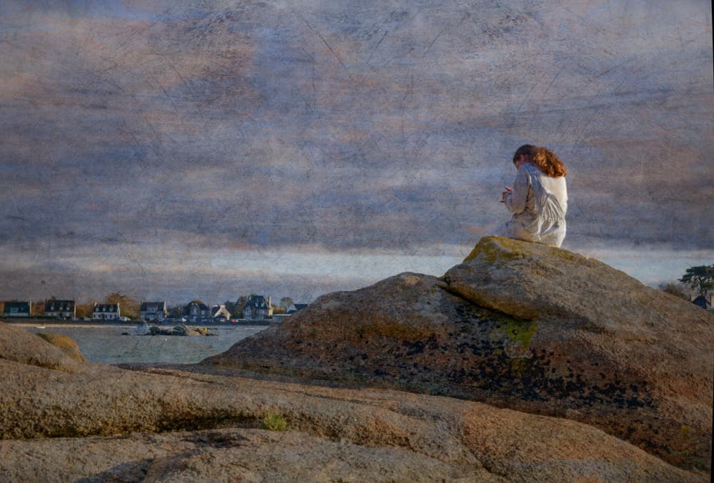 Pensive Woman Coastal Scene by Isabelle DUPONT — canvas wall art