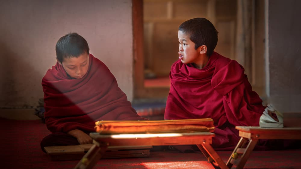 Young Monks Studying by tianhuayu — canvas wall art
