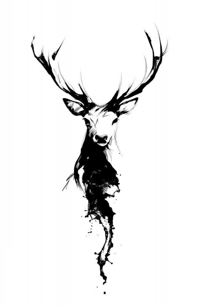 Dynamic Ink Stag by Rafal Kulik — canvas wall art