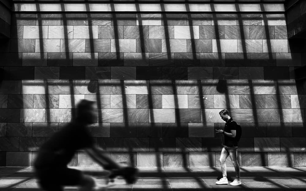 Geometric Urban Shadows by Yvette Depaepe — canvas wall art