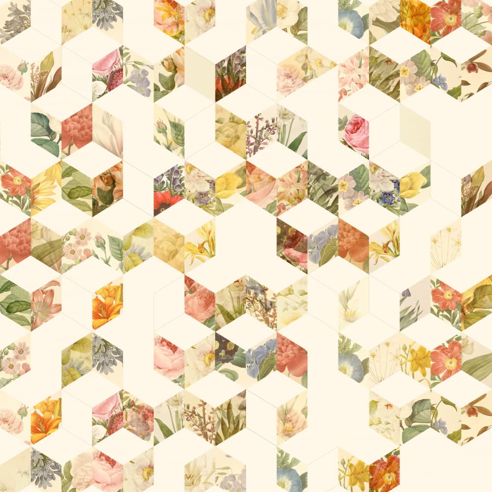 Vintage Floral Cubes by Florent Bodart — canvas wall art