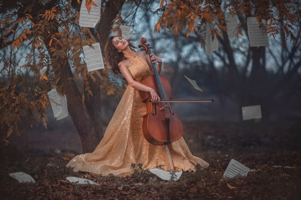 Autumn Cello Melody by Evgeny Loza — canvas wall art