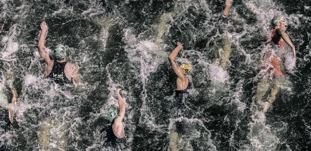 Open Water Swim Race by Klaus Lenzen — canvas wall art