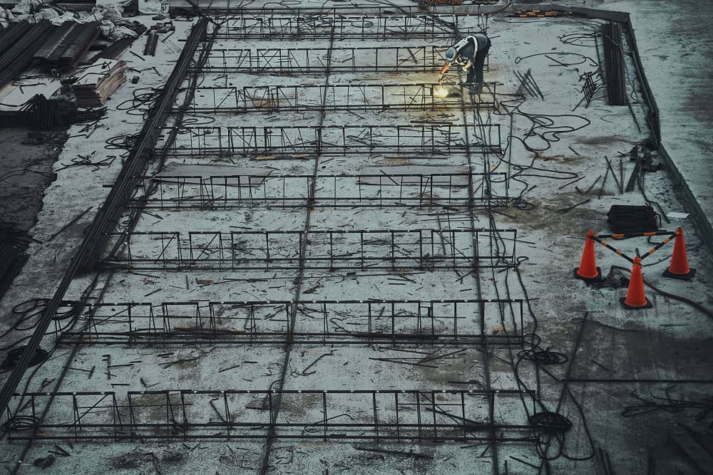 Worker On Rebar Grid by MingLun Tsai (蔡明倫) — canvas wall art
