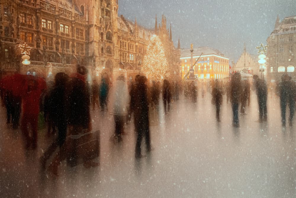 Snowy City Christmas by Roswitha Schleicher-Schwarz — canvas wall art