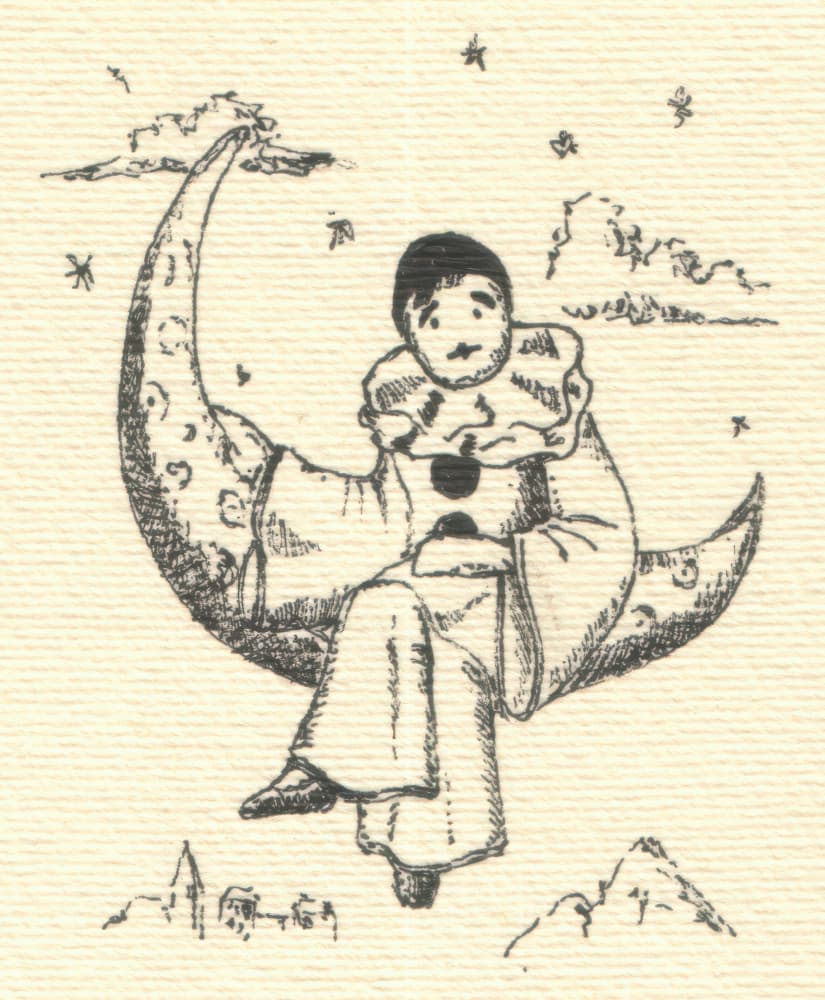 Pierrot on Crescent Moon by Kulik — canvas wall art