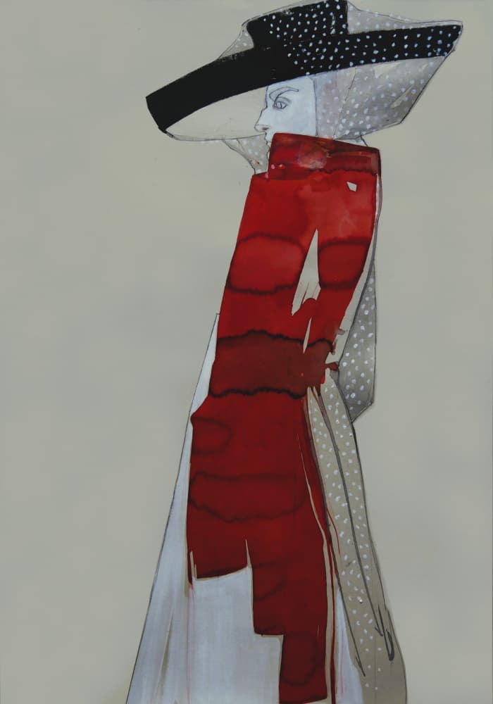 Elegant Lady in Red by Doris Schmitz — canvas wall art