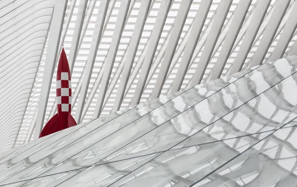 Red Rocket in Modern Architecture by Jef Van den Houte — canvas wall art