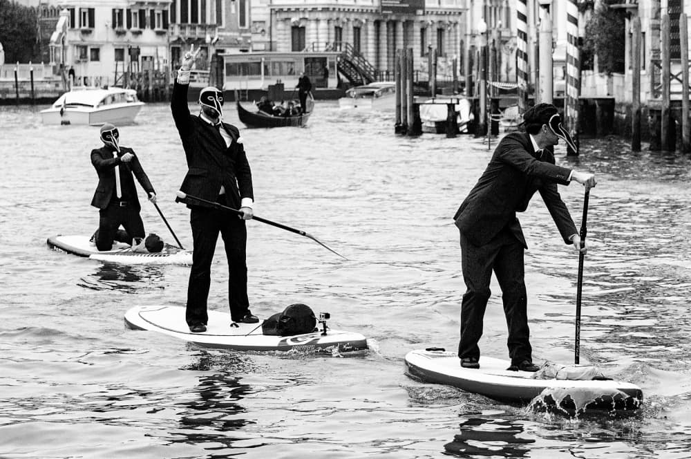 Venice Paddleboard Gentlemen by Raffaele Maglione — canvas wall art