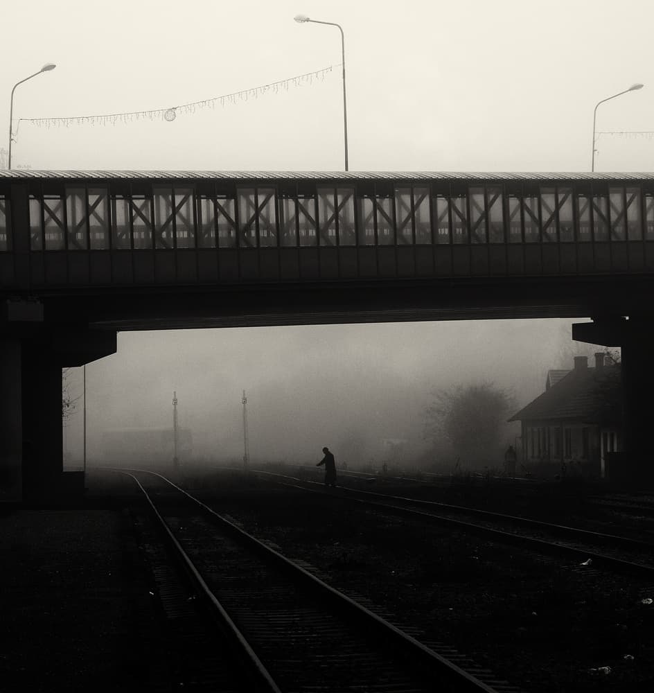 Misty Railway Bridge by Julien Oncete — canvas wall art