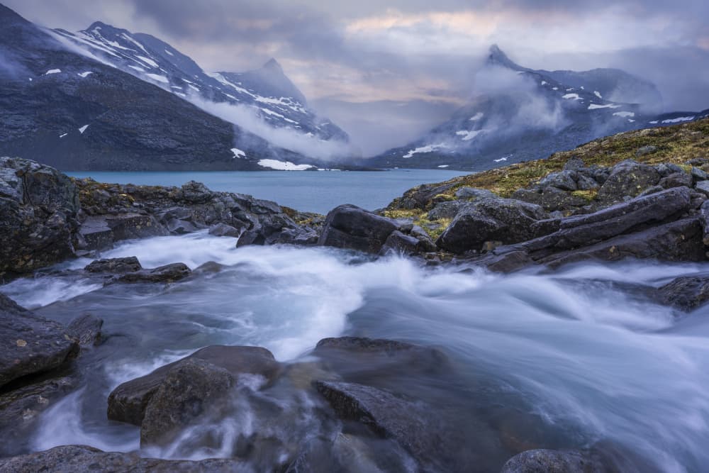 Misty Mountain River by Nina Pauli — canvas wall art