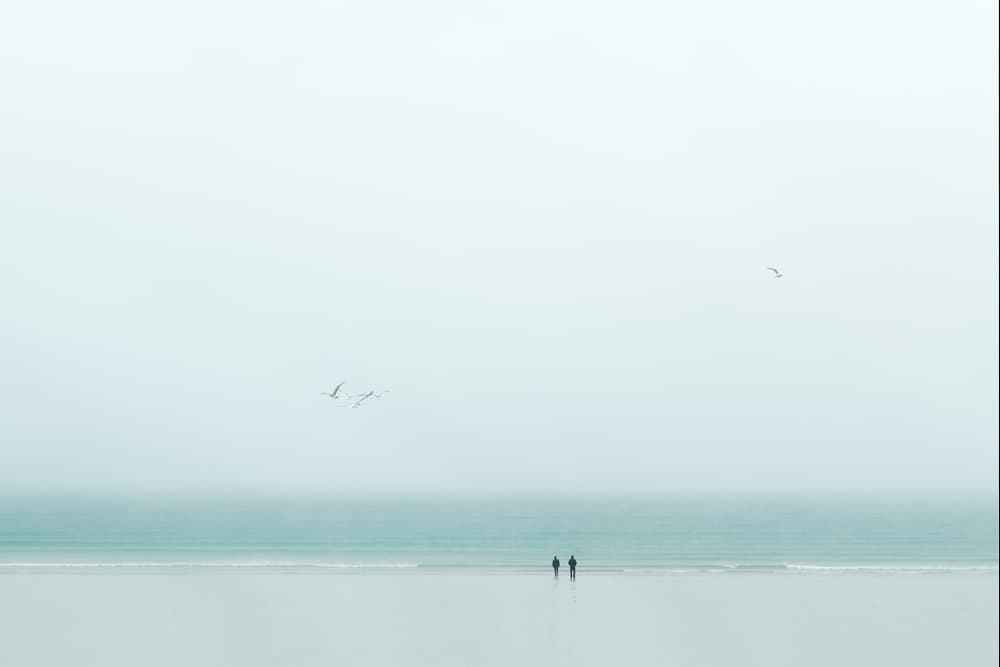 Misty Beach Walk by Uschi Hermann — canvas wall art