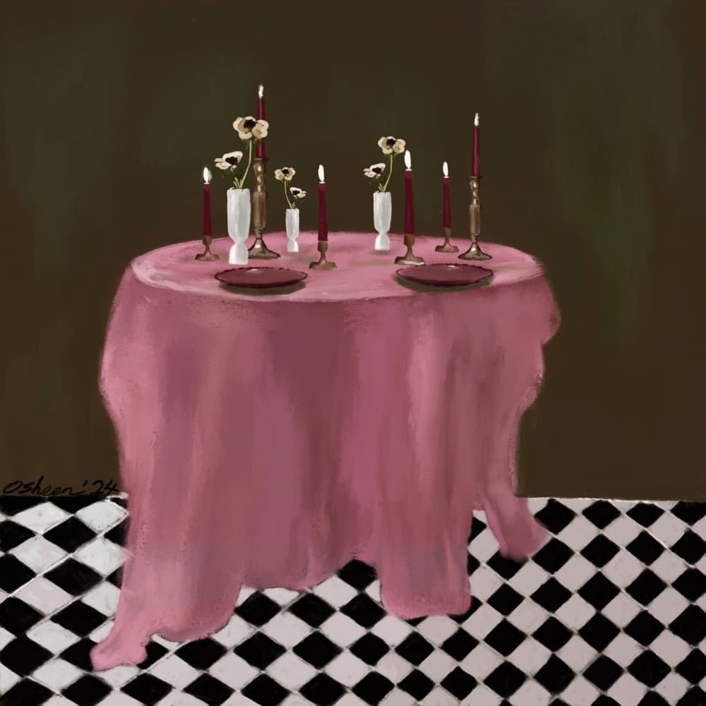 Romantic Table Setting by Osheensgallery — canvas wall art