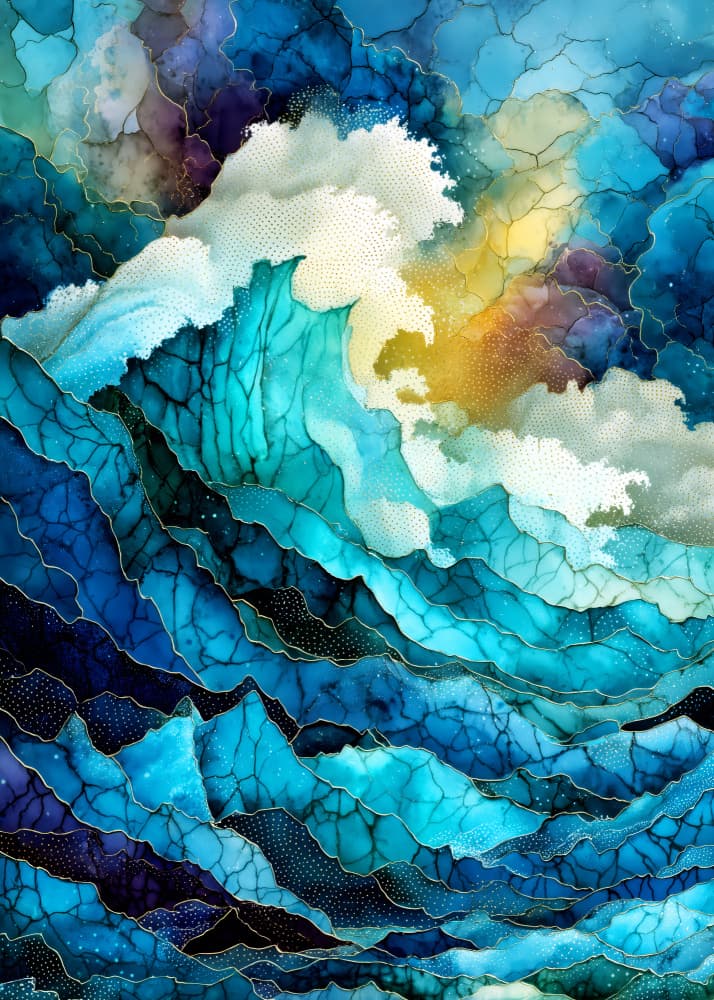 Golden Ocean Waves by Justyna Jaszke — canvas wall art