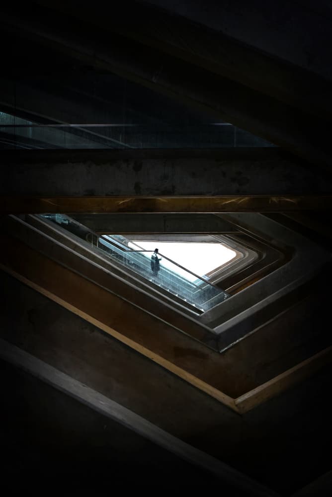 Solitary Escalator Descent by Jorge Pimenta — canvas wall art