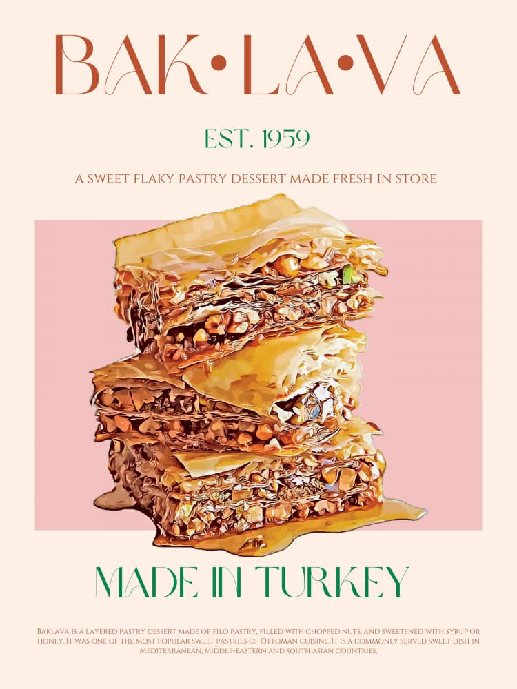 Sweet Flaky Baklava Stack by Nazma Khokhar — canvas wall art
