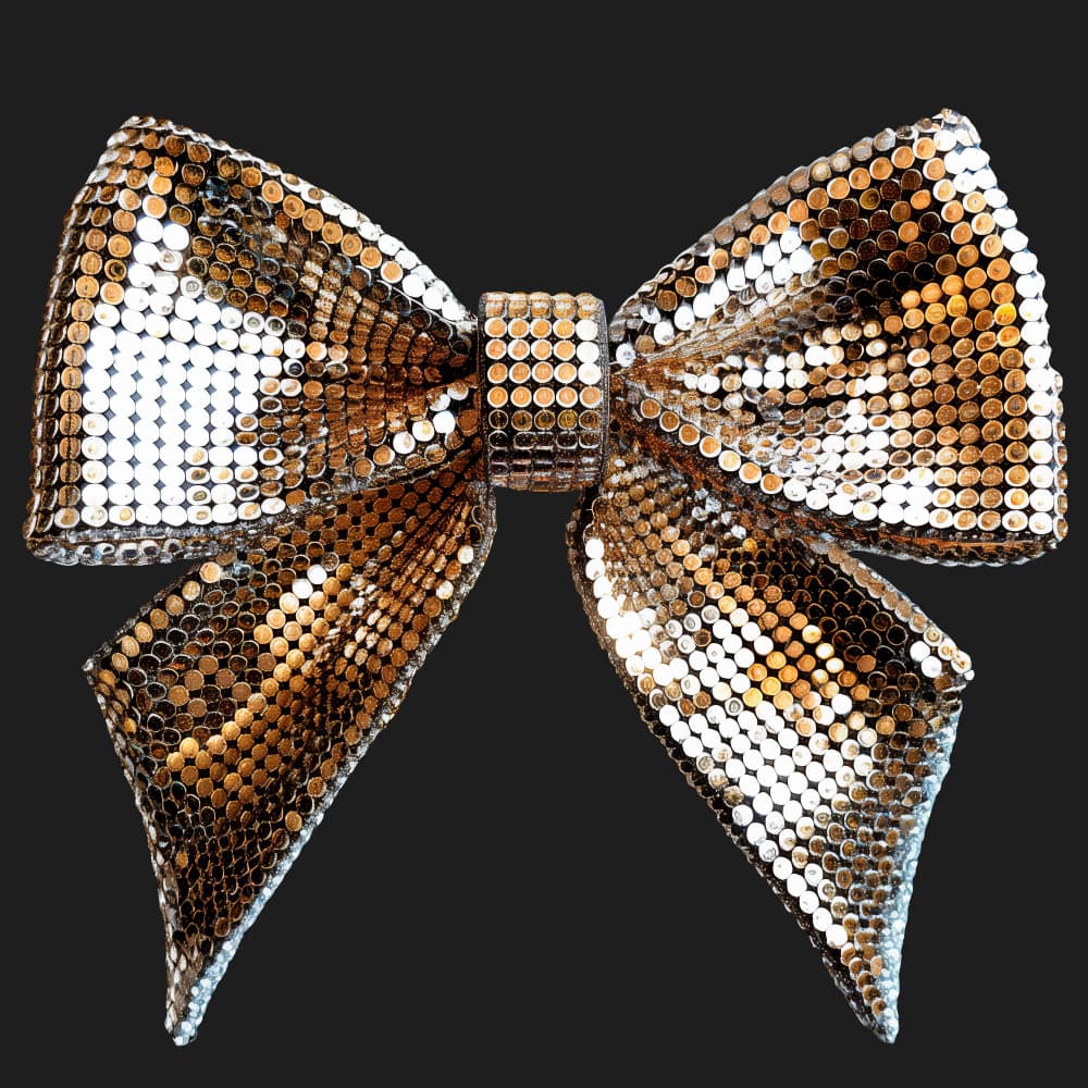 Golden Sequin Bow by Marika Barsrsind β canvas wall art