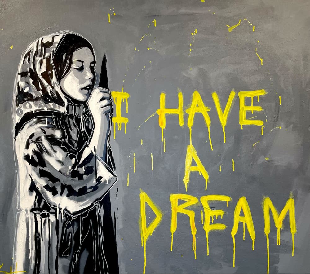 Dreaming Girl Street Art by Suzan Habib — canvas wall art