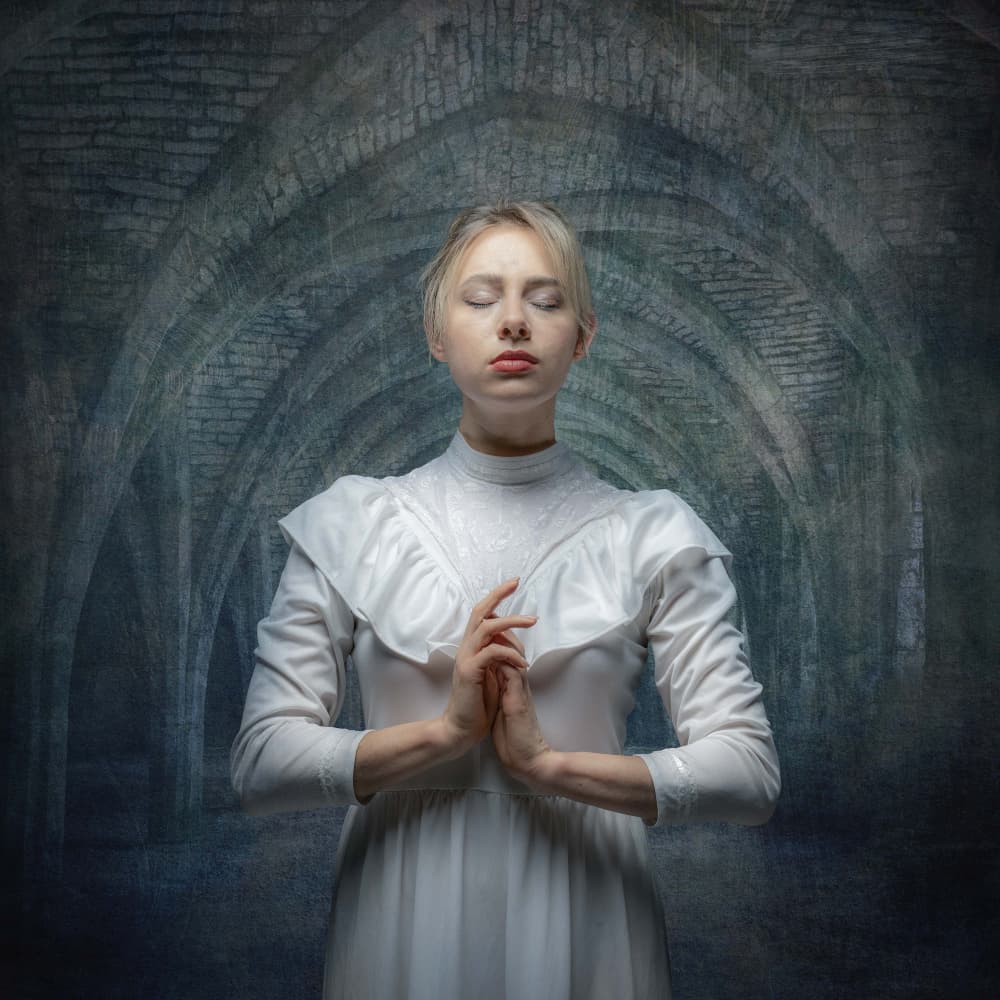 Peaceful Gothic Prayer by Derwood — canvas wall art