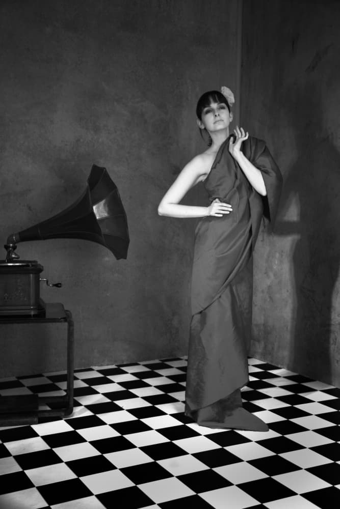 Elegant Woman Gramophone by Mel Brackstone — canvas wall art