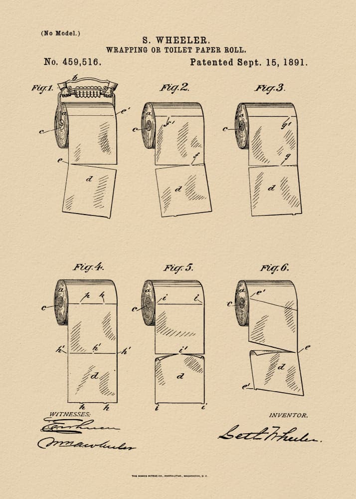 Toilet Paper Roll 2 Patent 1891 by Andreas Magnusson — canvas wall art