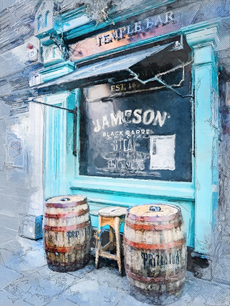 Rustic Blue Bar Entrance by Justyna Jaszke — canvas wall art