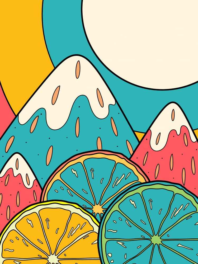 Whimsical Citrus Peaks by Stephen Wade — canvas wall art