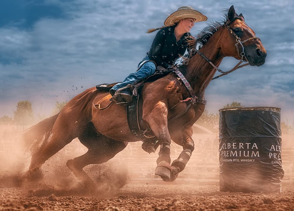 Cowgirl Barrel Racing by Ben.C.L — canvas wall art