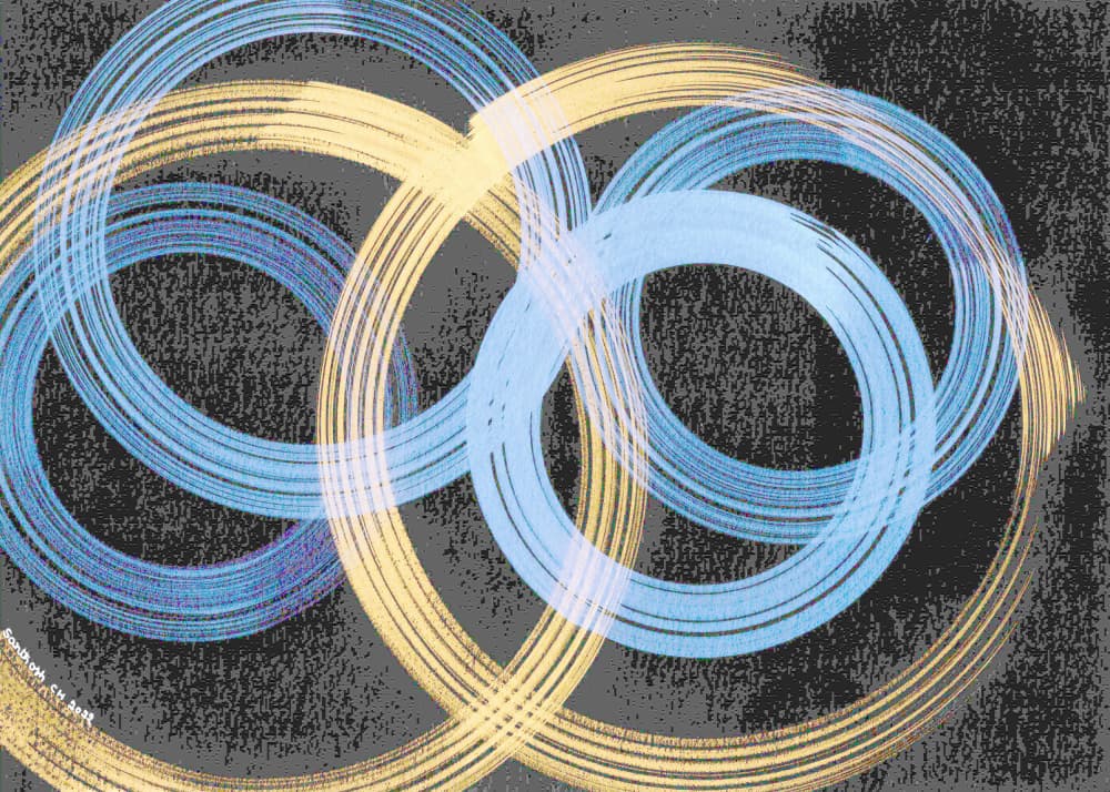 Blue Gold Abstract Circles by Santhosh ch — canvas wall art