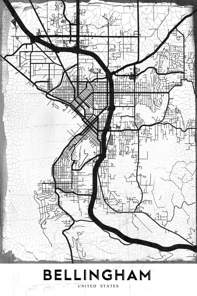 Bellingham Washington Map by StudioSix — canvas wall art