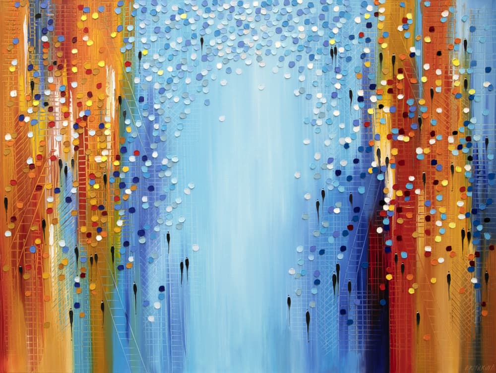 Vibrant Flowing Crowd by Ekaterina Ermilkina — canvas wall art