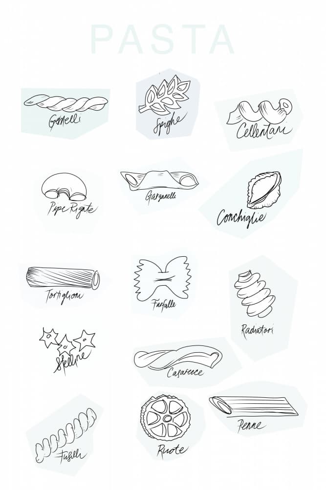 Italian Pasta Guide by casa cartissi — canvas wall art