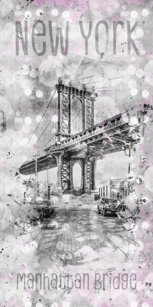 Manhattan Bridge Urban Sketch by Melanie Viola — canvas wall art