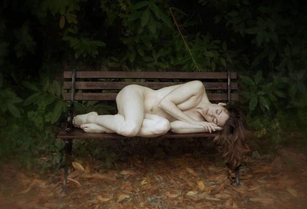 Sleeping Nude On Bench by kenp — canvas wall art