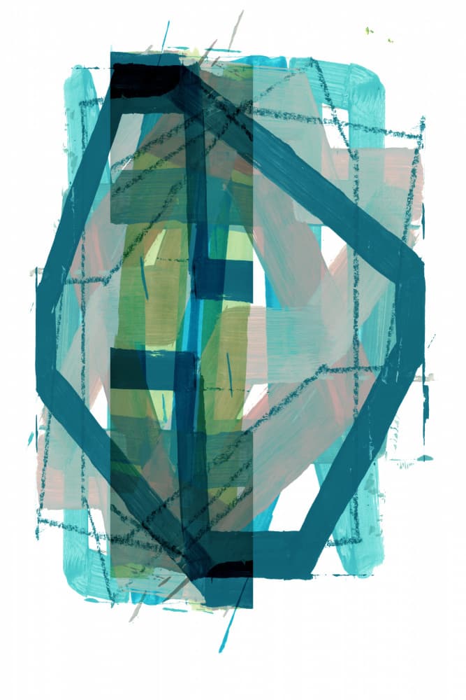 Dynamic Teal Geometry by cartissi — canvas wall art