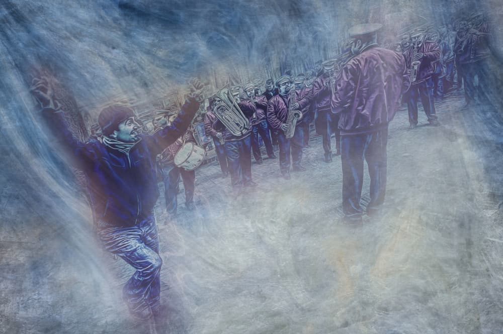 Joyful Street Music Dance by nebula — canvas wall art