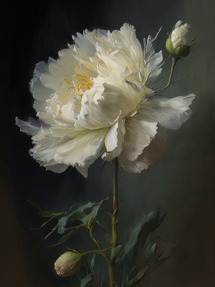 Elegant White Peony by Bilge Paksoylu — canvas wall art